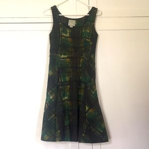 Anthropologie Maeve Green tones A-line dress